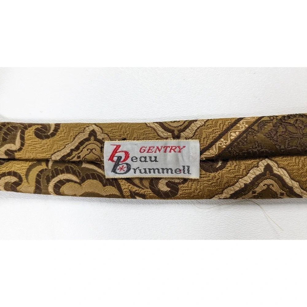 Beau Brummell Gentry Vintage Wide Tie Olive Green Brown Geometric Paisley